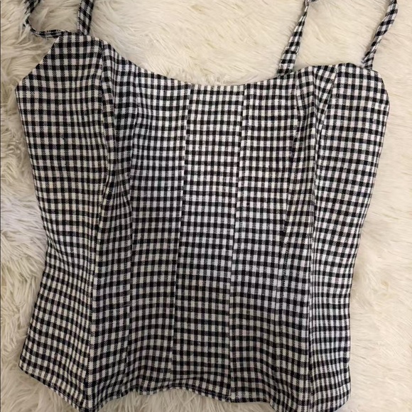 Reformation Hattie Linen Top Remy Check - Picture 5 of 7